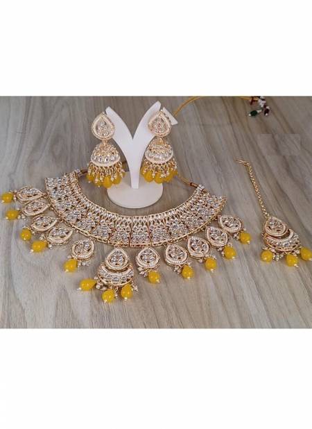 Style Roof New Wedding Necklace Earrings And Tika Bridal Jewellery Latest Collection 1109 MUSTARD
